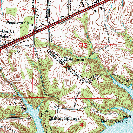 Topographic Map of Rivermont, AL