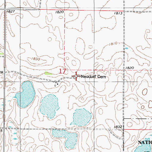 Topographic Map of Neudorf Lutheran Cemetery, SD