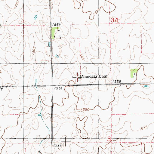Topographic Map of Neusatz Cemetery, SD