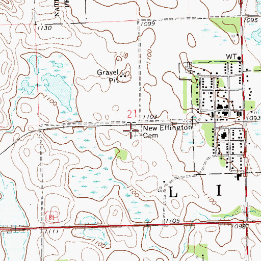 Topographic Map of New Effington Cemetery, SD