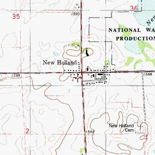 Topographic Map of New Holland, SD