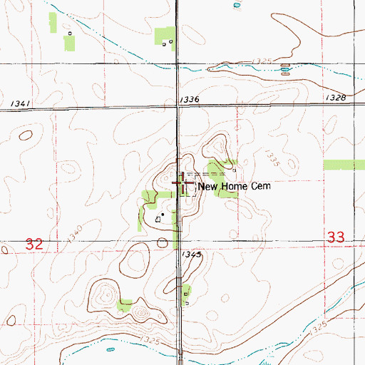 Topographic Map of New Home Lutheran Cemetery, SD