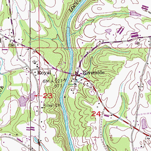 Topographic Map of Riverside, AL