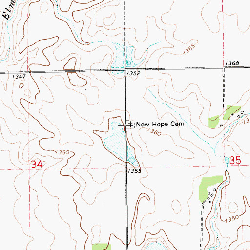 Topographic Map of New Hope Cemetery, SD