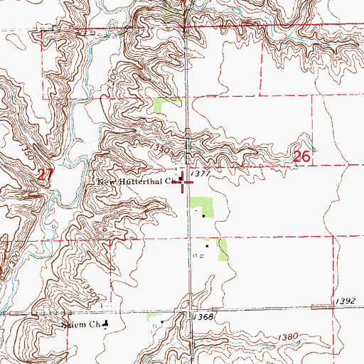 Topographic Map of New Hutterthal Church, SD