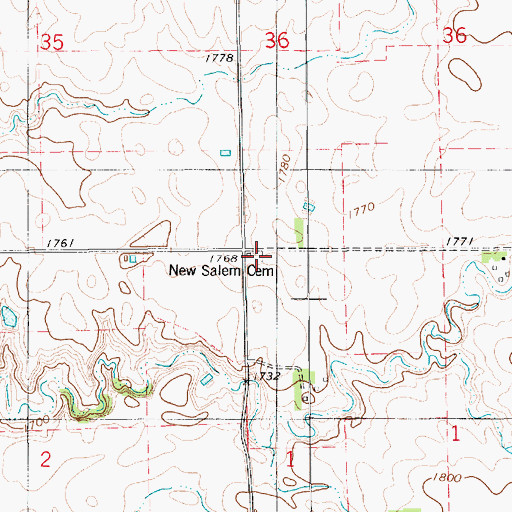Topographic Map of New Salem Cemetery, SD