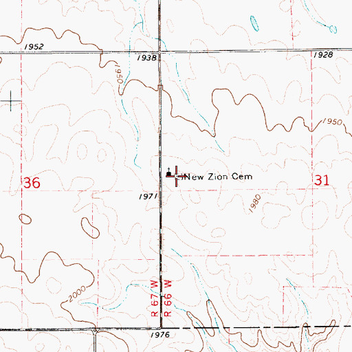 Topographic Map of New Zion Cemetery, SD