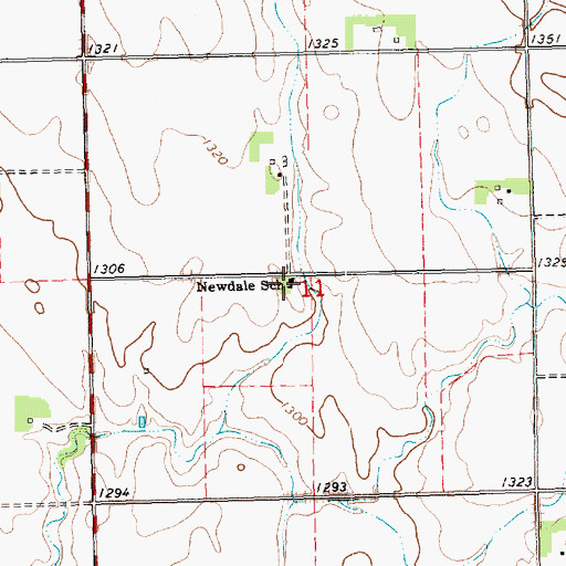 Topographic Map of Newdale School, SD