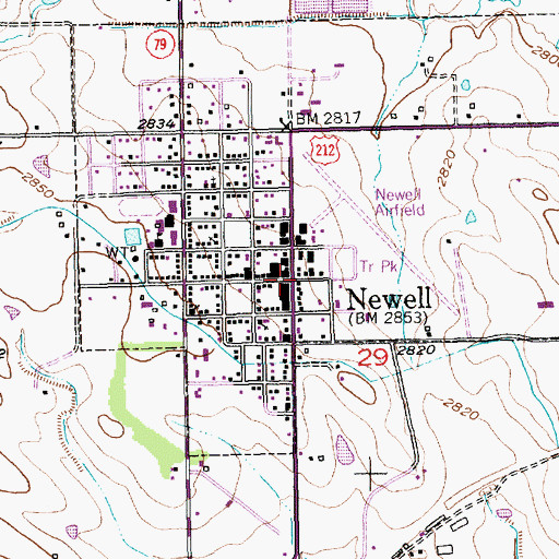 Topographic Map of Newell, SD