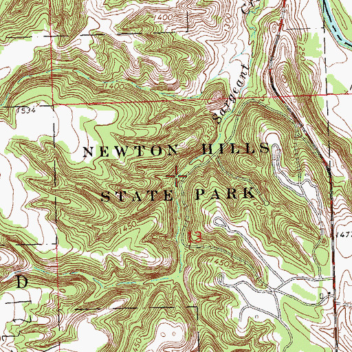 Topographic Map of Newton Hills State Park, SD