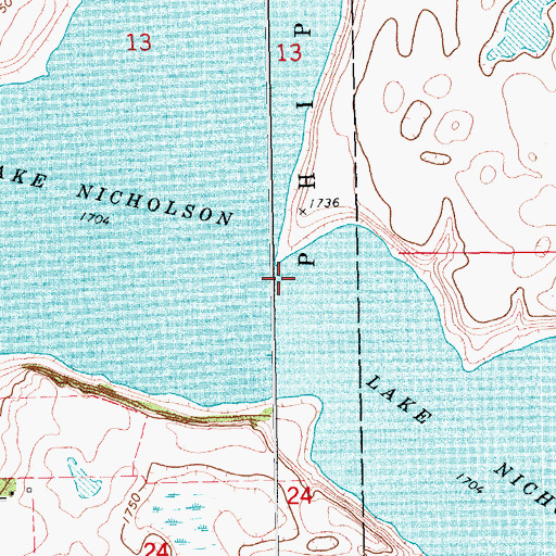 Topographic Map of Lake Nicholson, SD