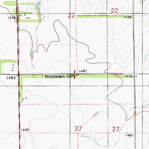 Topographic Map of Nicolaisen Cemetery, SD