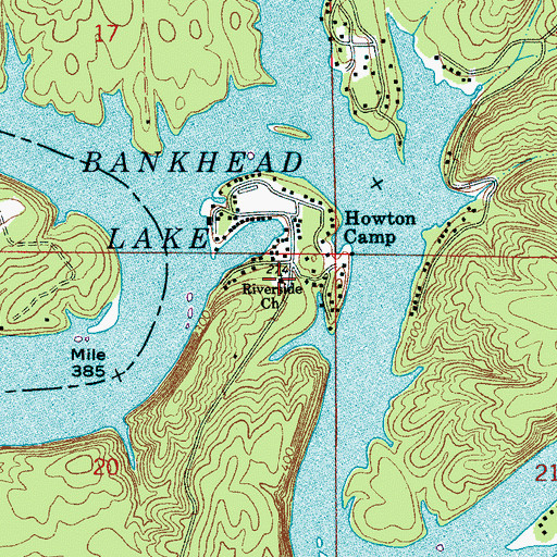 Topographic Map of Riverside Church, AL