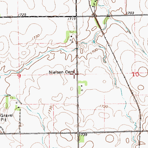 Topographic Map of Nielsen Cemetery, SD