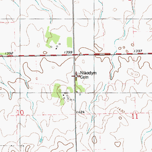 Topographic Map of Cesko Narodni Hrbitov, SD