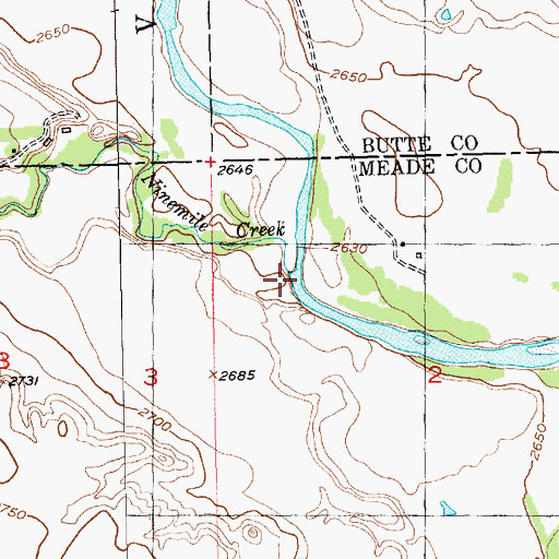 Topographic Map of Ninemile Creek, SD