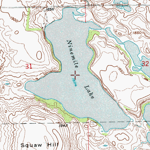 Topographic Map of Ninemile Lake, SD