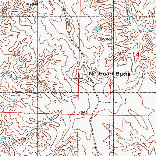 Topographic Map of No Heart Butte, SD