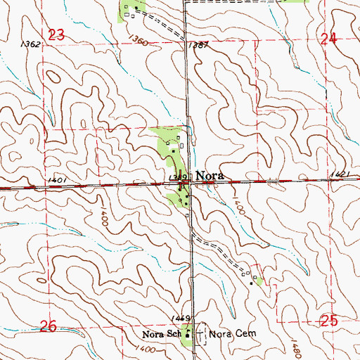 Topographic Map of Nora, SD