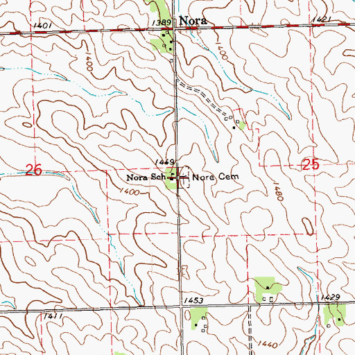 Topographic Map of Nora Cemetery, SD