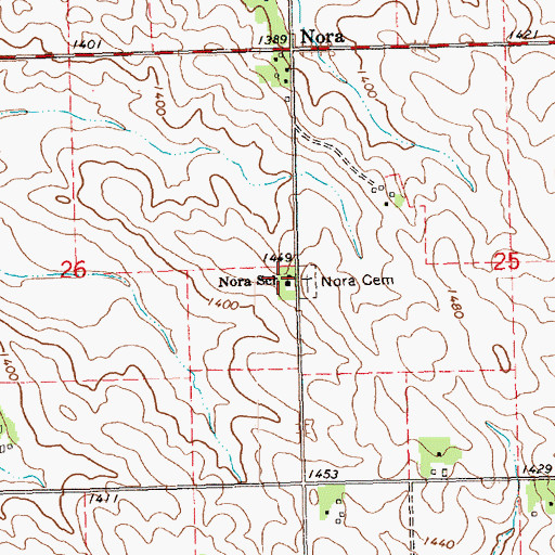 Topographic Map of Nora School, SD