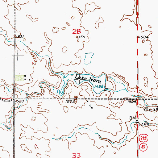 Topographic Map of Lake Nora, SD