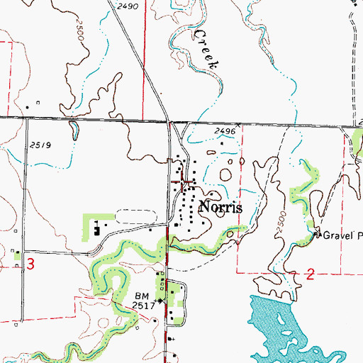 Topographic Map of Norris, SD