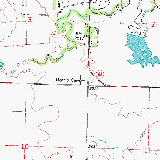 Topographic Map of Norris Cemetery, SD