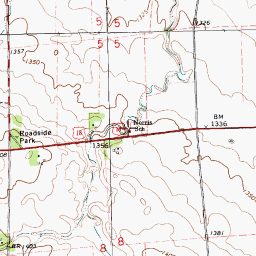 Topographic Map of Norris School, SD