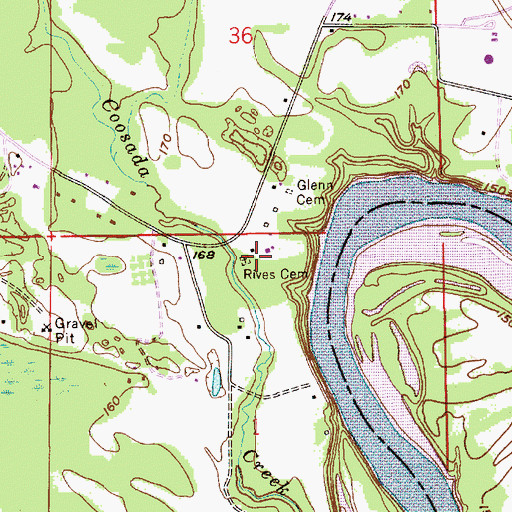 Topographic Map of Rives Cemetery, AL