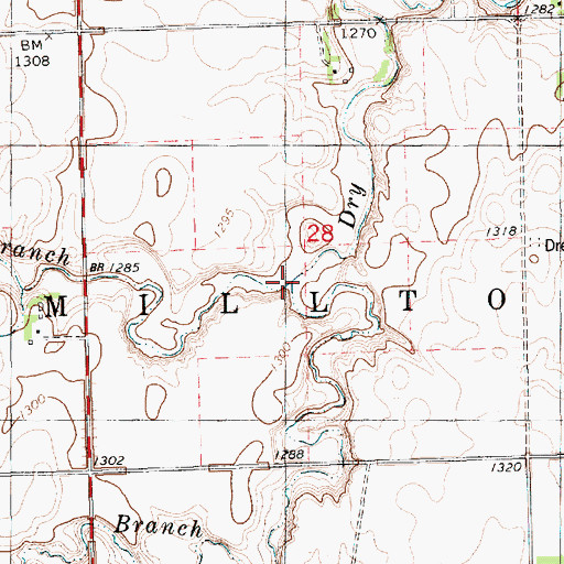 Topographic Map of North Branch Dry Creek, SD