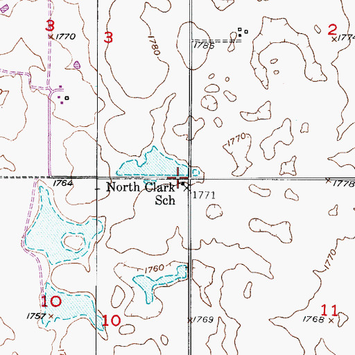 Topographic Map of North Clark School, SD