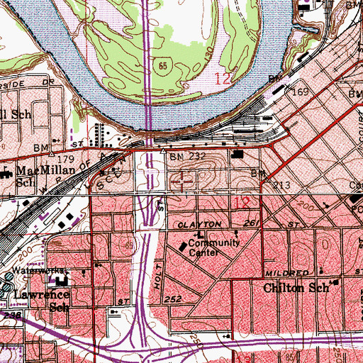 Topographic Map of Rives School, AL