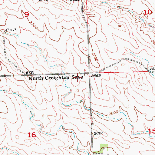 Topographic Map of North Creighton School, SD