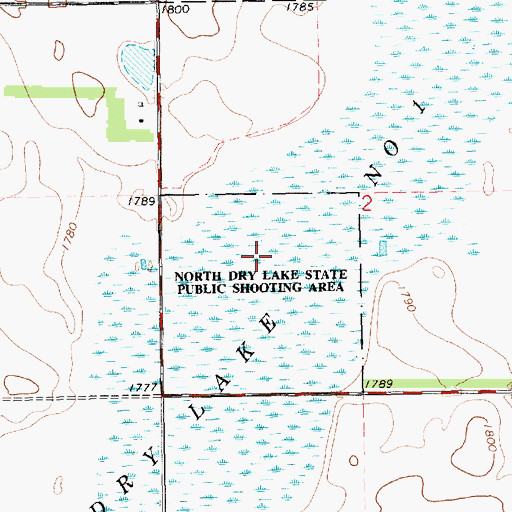 Topographic Map of North Dry Lake State Public Shooting Area, SD