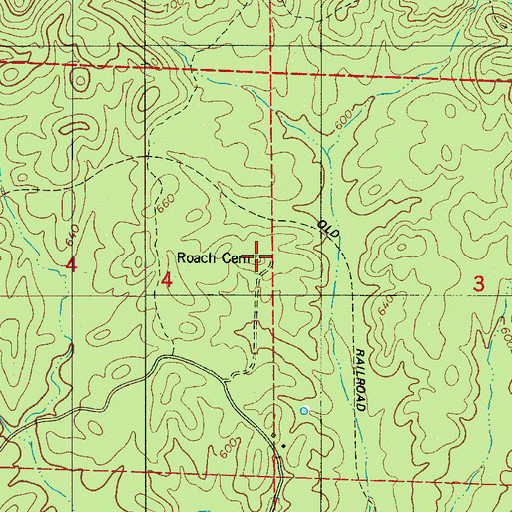 Topographic Map of Roach Cemetery, AL