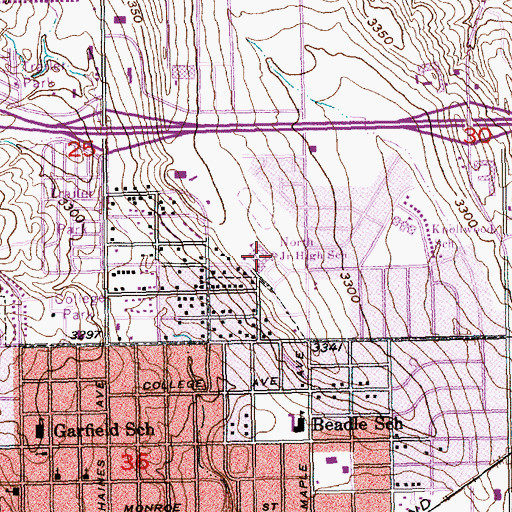 Topographic Map of North Middle School, SD