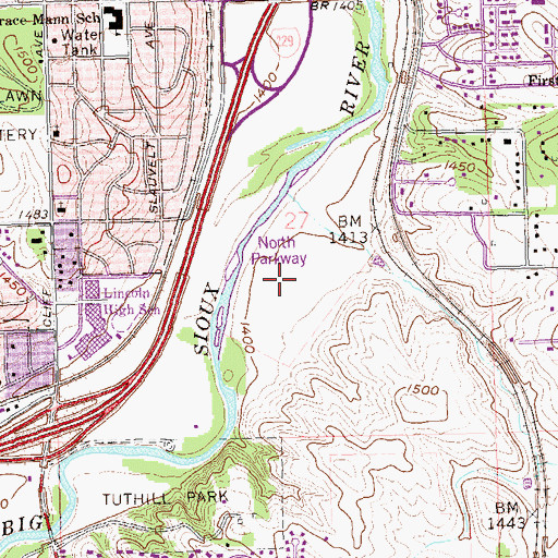 Topographic Map of North Parkway, SD