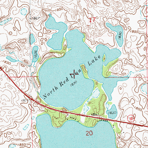 Topographic Map of North Red Iron Lake, SD