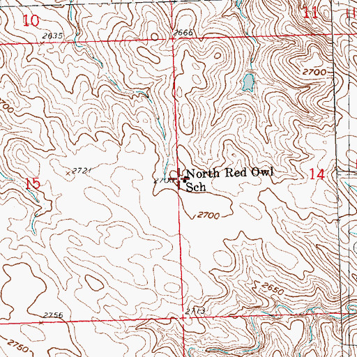 Topographic Map of North Red Owl School, SD