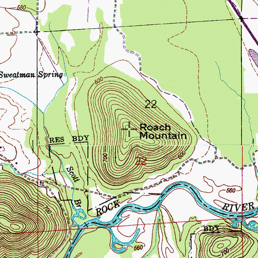 Topographic Map of Roach Mountain, AL