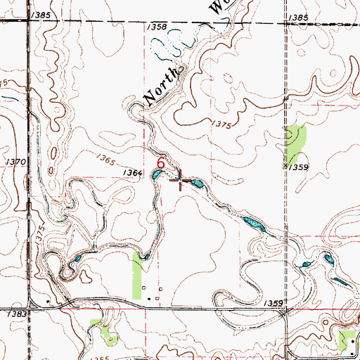 Topographic Map of North Wolf Creek, SD