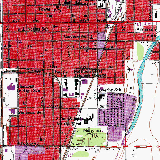 Topographic Map of Northern State University, SD