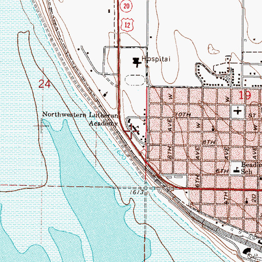 Topographic Map of Northwestern Lutheran Academy, SD