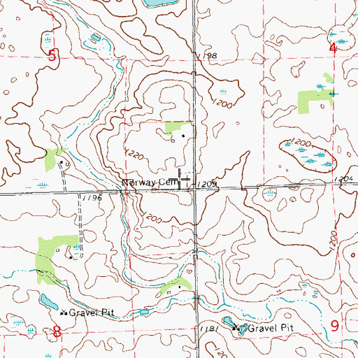 Topographic Map of Norway Cemetery, SD
