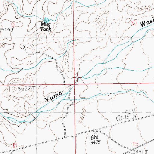 Topographic Map of Tollgate Wash, AZ
