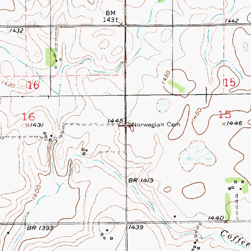 Topographic Map of Norwegian Cemetery, SD