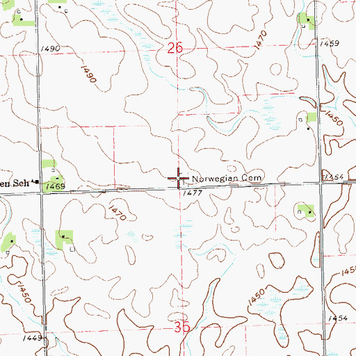 Topographic Map of Norwegian Pioneer Lutheran Cemetery, SD