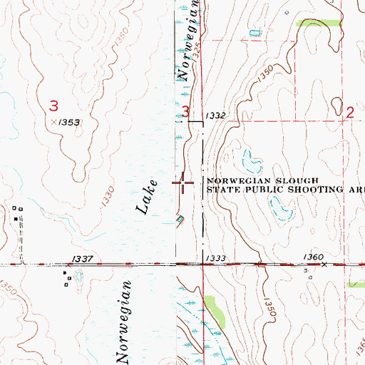 Topographic Map of Norwegian Slough State Public Shooting Area, SD