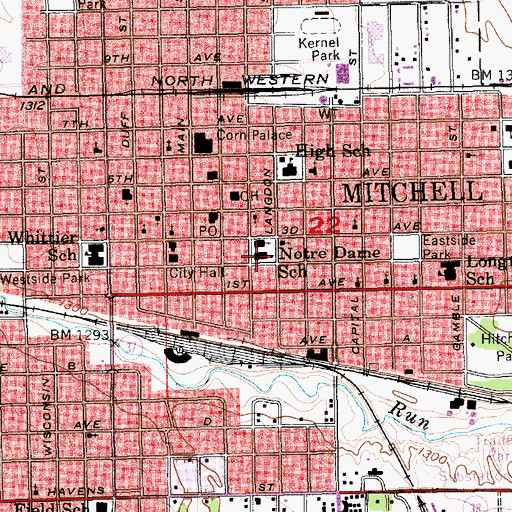 Topographic Map of Notre Dame School, SD
